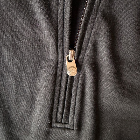 Peter Millar Black Cotton 1/4 Zip Pullover with Cuffed Sleeves and Hem, Medium - Picture 6 of 7